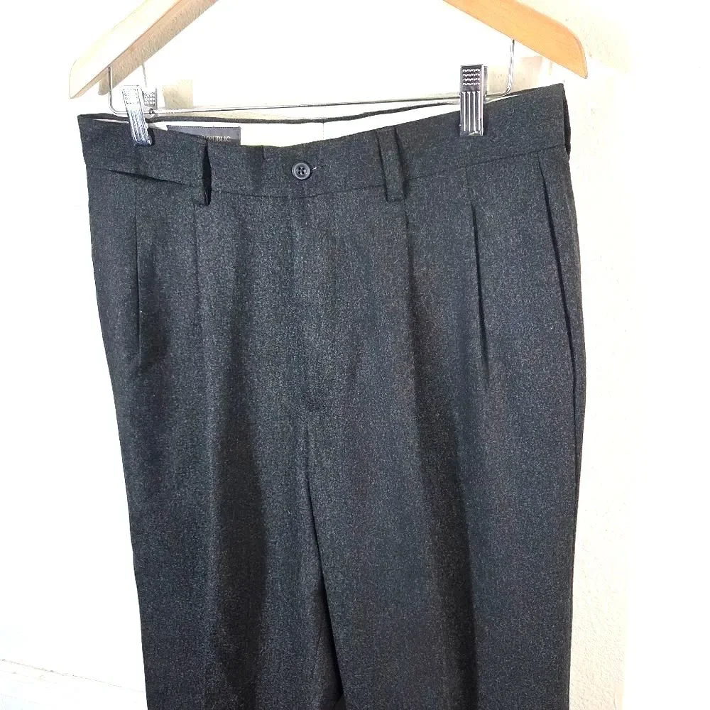 Banana Republic Mens 32L Wool Cashmere Dress Pants Charcoal Pleated